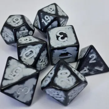 Kit 7 Dados Spot Branco c/ Números Brancos