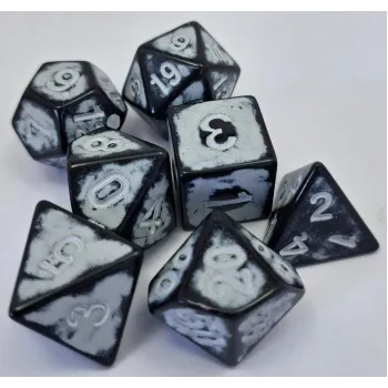 Kit 7 Dados Spot Branco c/ Números Brancos