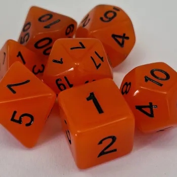 Kit 7 Dados Opaco Light Laranja c/ Números Pretos