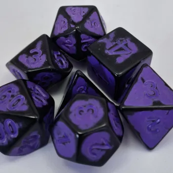 Kit 7 Dados Spot Roxo c/ Números Roxos