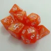 Kit 7 Dados Marmorizados Light Laranja c/ Números Brancos