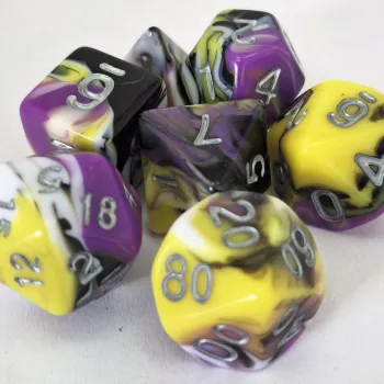 Kit 7 Dados Opaco Colorido Mix 2 c/ Números Cinzas