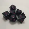 Kit 7 Dados Opaco Preto c/ Números Roxos