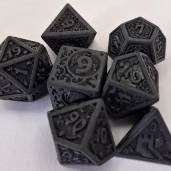 Kit 7 Dados Lace Preto c/ Números Pretos
