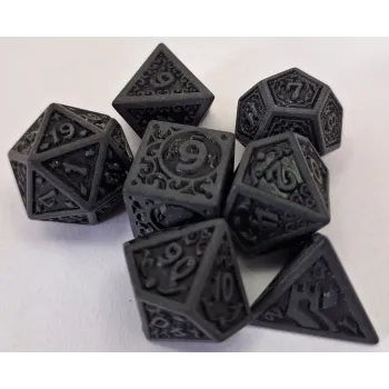 Kit 7 Dados Lace Preto c/ Números Pretos