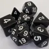 Kit 7 Dados Opaco Preto c/ Números Brancos Normais
