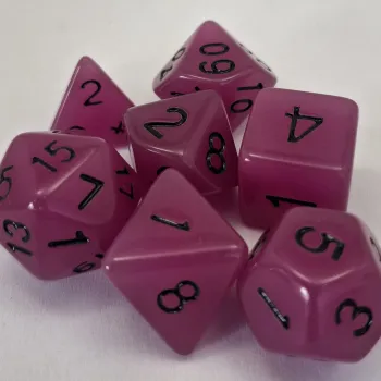 Kit 7 Dados Opaco Light Roxo c/ Números Pretos