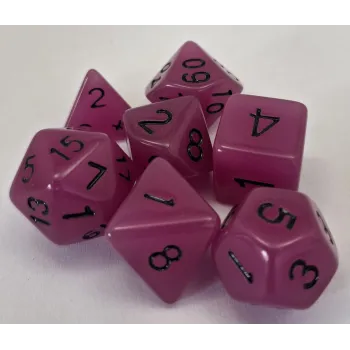 Kit 7 Dados Opaco Light Roxo c/ Números Pretos