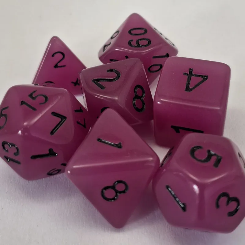 Kit 7 Dados Opaco Light Roxo c/ Números Pretos Kit 7 Dados Opaco Light Roxo c/ Números Pretos