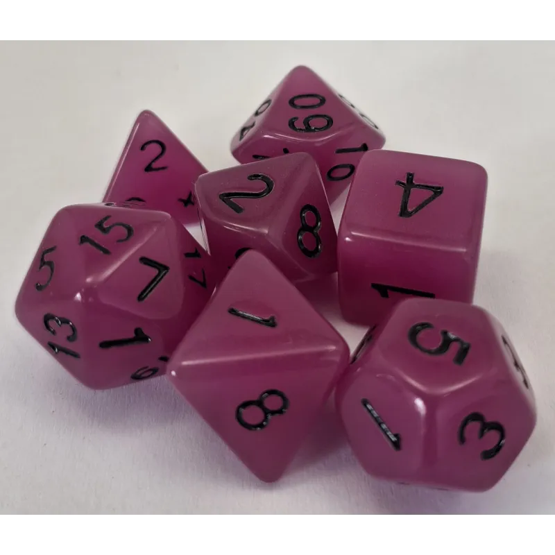 Kit 7 Dados Opaco Light Roxo c/ Números Pretos Kit 7 Dados Opaco Light Roxo c/ Números Pretos