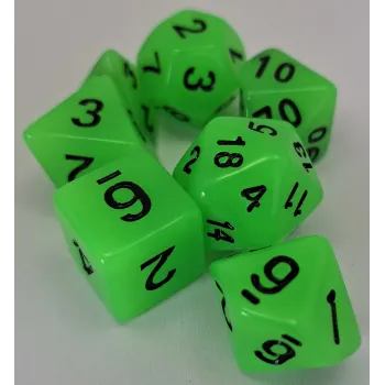 Kit 7 Dados Opaco Light Verde c/ Números Pretos