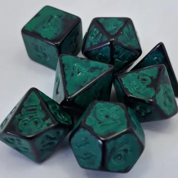 Kit 7 Dados Spot Verde c/ Números Verdes