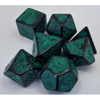 Kit 7 Dados Spot Verde c/ Números Verdes