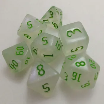 Kit 7 Dados White Verde c/ Números Verdes