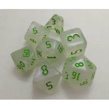 Kit 7 Dados White Verde c/ Números Verdes