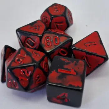 Kit 7 Dados Spot Vermelho c/ Números Vermelhos