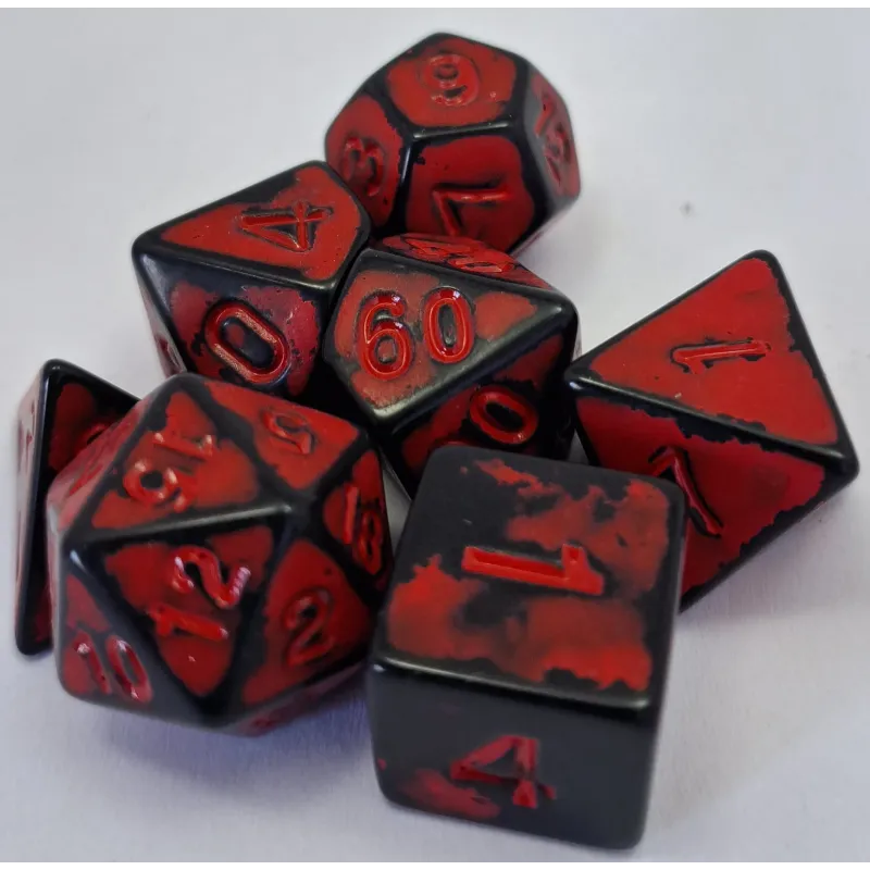 Kit 7 Dados Spot Vermelho c/ Números Vermelhos Kit 7 Dados Spot Vermelho c/ Números Vermelhos