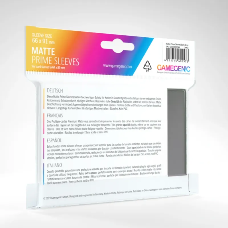 Protetor de Cartas 66mm x 91mm (Padrão) Matte Cinza Escuro c/ 100 - Gamegenic Protetor de Cartas 66mm x 91mm (Padrão) Matte Cinza Escuro c/ 100 - Gamegenic