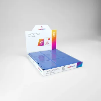 Folha para Fichário 18 Bolsos 11 Furos Alimentação Lateral Azul (pacote c/50) - Gamegenic