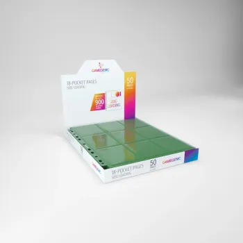 Folha para Fichário 18 Bolsos 11 Furos Alimentação Lateral Verde (pacote c/50) - Gamegenic