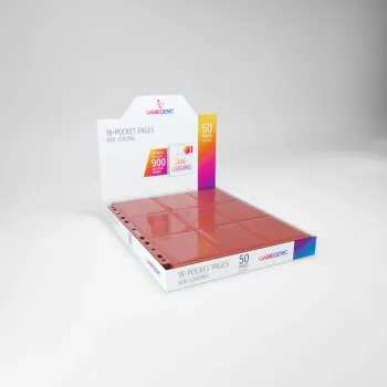 Folha para Fichário 18 Bolsos 11 Furos Alimentação Lateral Vermelha (pacote c/50) - Gamegenic