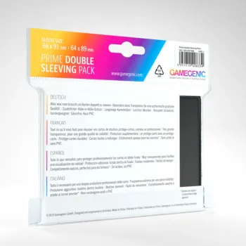 Protetor de Cartas 66mm x 91mm (Padrão) Prime Preto para Double Sleeve c/ 80 - Gamegenic Protetor de Cartas 66mm x 91mm (Padrão) Prime Preto para Double Sleeve c/ 80 - Gamegenic