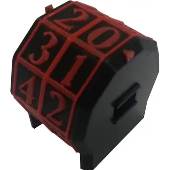 Marcador de Vida rotacionável 2 dígitos - Preto com Números Vermelhos