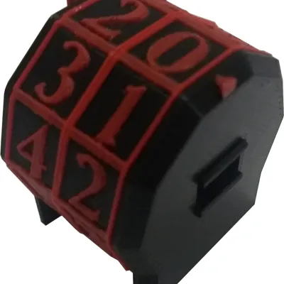 Marcador de Vida rotacionável 2 dígitos - Vermelho com Números Brancos