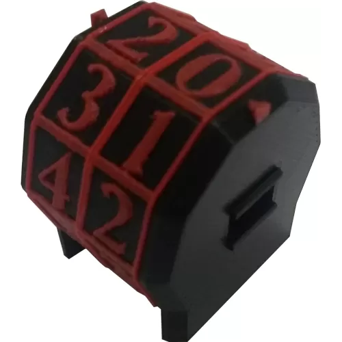 Marcador de Vida rotacionável 2 dígitos - Preto com Números Vermelhos
