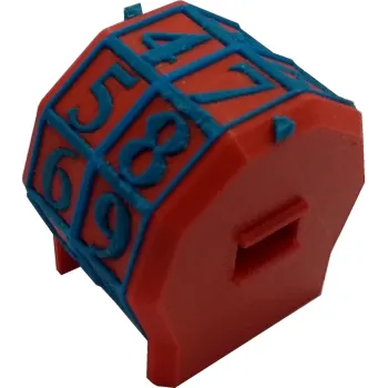 Marcador de Vida rotacionável 2 dígitos - Vermelho com Números Azuis