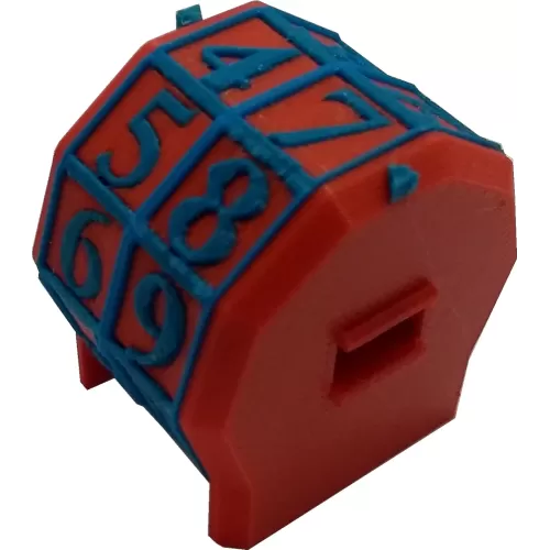 Marcador de Vida rotacionável 2 dígitos - Vermelho com Números Azuis