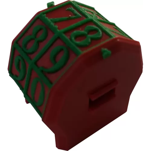 Marcador de Vida rotacionável 2 dígitos - Vermelho com Números Verdes