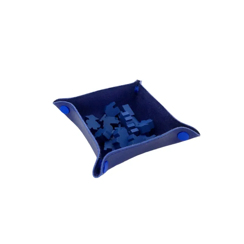 Bandeja de peças em couro ecológico 13 x 13cm - Azul Bandeja de peças em couro ecológico 13 x 13cm - Azul