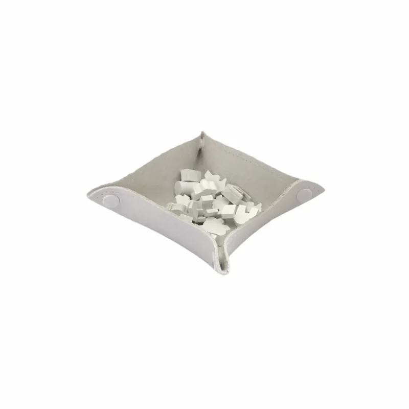 Bandeja de peças em couro ecológico 13 x 13cm - Branco