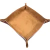 Bandeja de peças em couro ecológico 13 x 13cm - Caramelo
