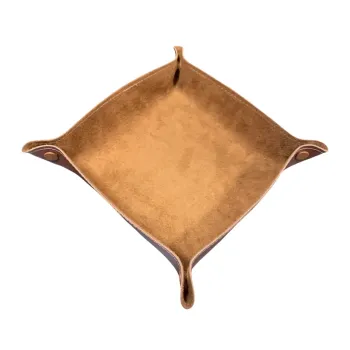 Bandeja de peças em couro ecológico 13 x 13cm - Caramelo