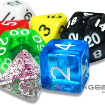 Kit 7 Dados Opaco Branco c/ Números Pretos