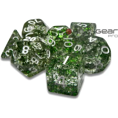 Kit 7 Dados Perolado Marrom c/ Números Brancos