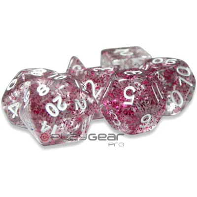 Kit 7 Dados Perolado Marrom c/ Números Brancos