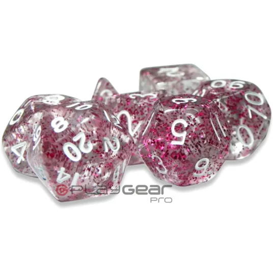 Kit 7 Dados Perolado Marrom c/ Números Brancos