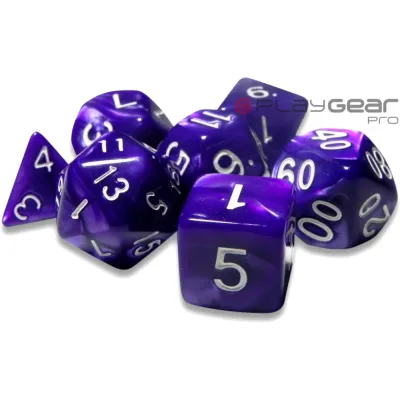 Kit 7 Dados Perolado Marrom c/ Números Brancos