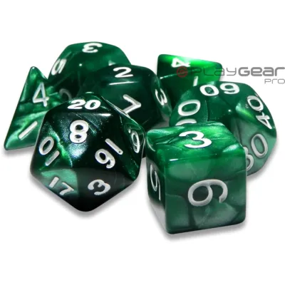 Kit 7 Dados Perolado Marrom c/ Números Brancos