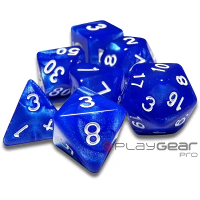 Kit 7 Dados Perolado Marrom c/ Números Brancos