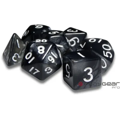 Kit 7 Dados Perolado Marrom c/ Números Brancos