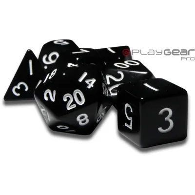 Kit 7 Dados Perolado Marrom c/ Números Brancos