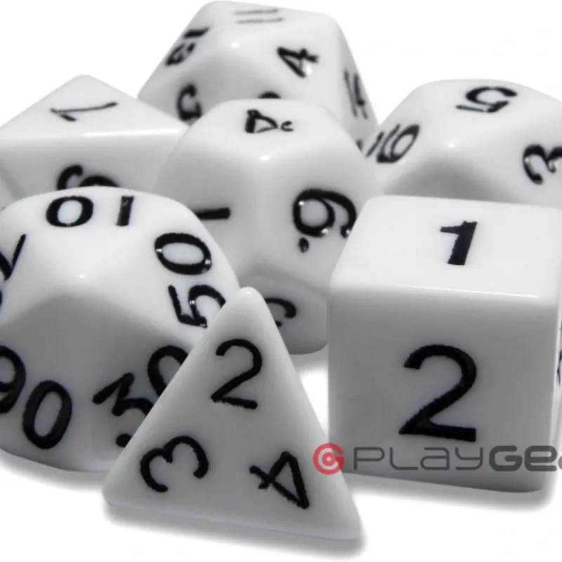 Kit 7 Dados Perolado Verde c/ Números Dourados