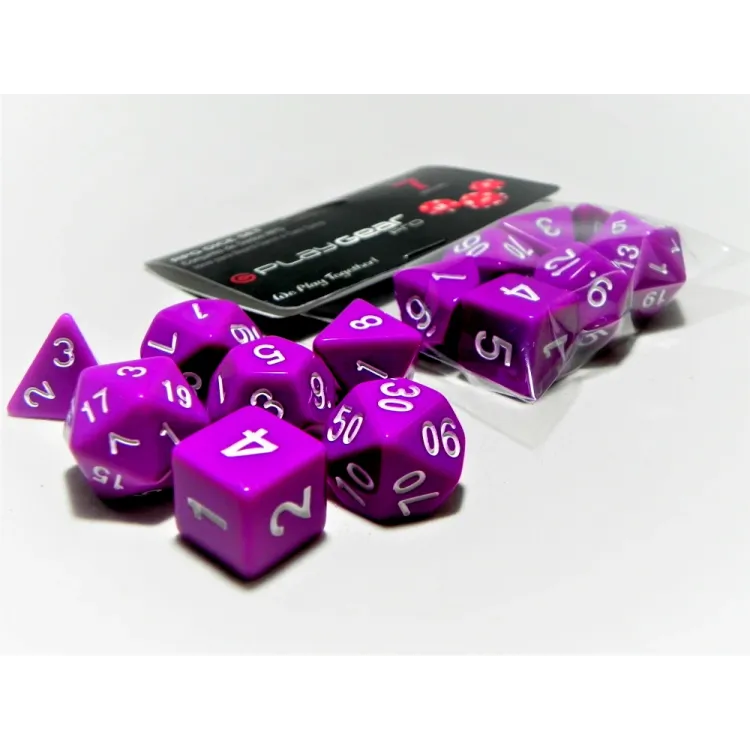 Kit 7 Dados Perolado Marrom c/ Números Brancos