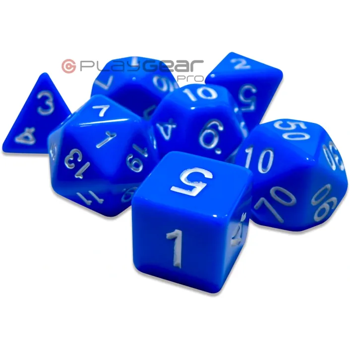 Kit 7 Dados Perolado Marrom c/ Números Brancos