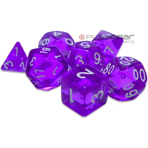 Kit 7 Dados Perolado Marrom c/ Números Brancos