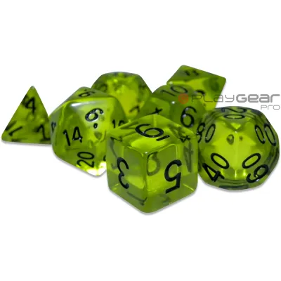 Kit 7 Dados Perolado Marrom c/ Números Brancos